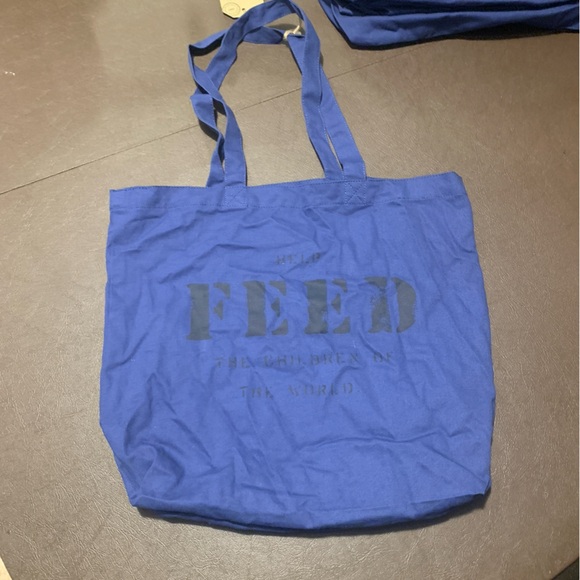 (1) FEED 10 lightweight and foldable classic tote organic cotton Blue Nwt - Picture 1 of 5